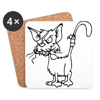 Katze - Untersetzer (4er-Set) - Weiß - Vorne