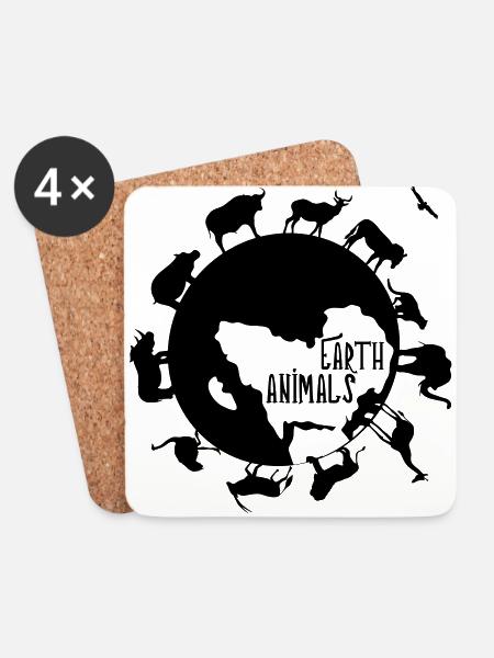 Earth Animals - Unsere Tierwelt - Untersetzer (4er-Set) - Weiß