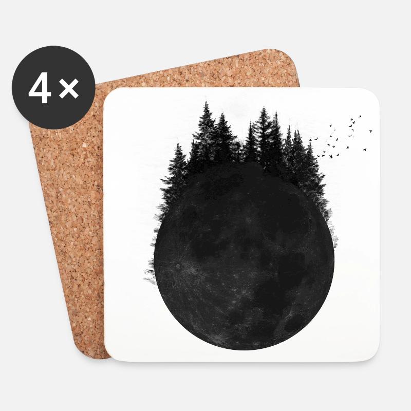 Wald Mond - Untersetzer (4er-Set) - Weiß
