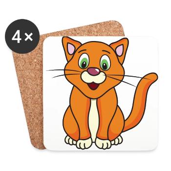 cat - Coasters (set of 4) - white - Front