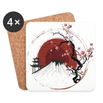 Fujiyama in the sunset White Edition - Coasters (set of 4) - white - Front