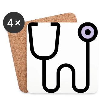 Examen stéthoscopique par le médecin - Dessous de verre (lot de 4) - blanc - Devant