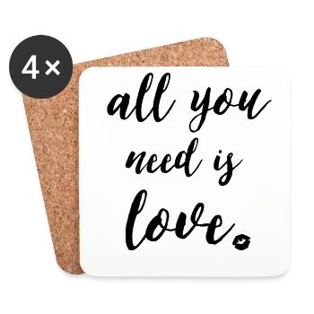 Tout ce dont tu as besoin c'est de l'amour - Dessous de verre (lot de 4) - blanc - Devant