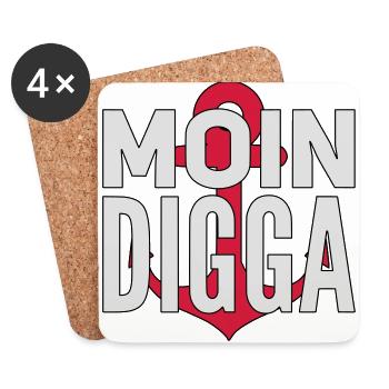 Moin Digga Hamburg - Untersetzer (4er-Set) - Weiß - Vorne