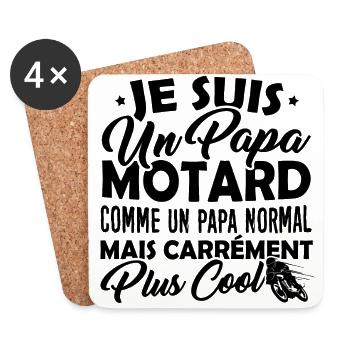T-shirt pour Motards - Papa Motard très Cool - Dessous de verre (lot de 4) - blanc - Devant