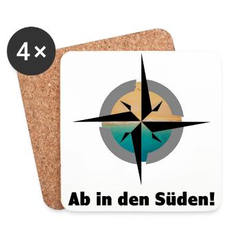 Kompass - Ab in den Süden! Urlaub - Untersetzer (4er-Set) - Weiß - Vorne