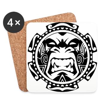 Ape tribal - Dessous de verre (lot de 4) - blanc - Devant