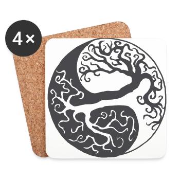 Yin Yang Tree of Life Gift - Coasters (set of 4) - white - Front
