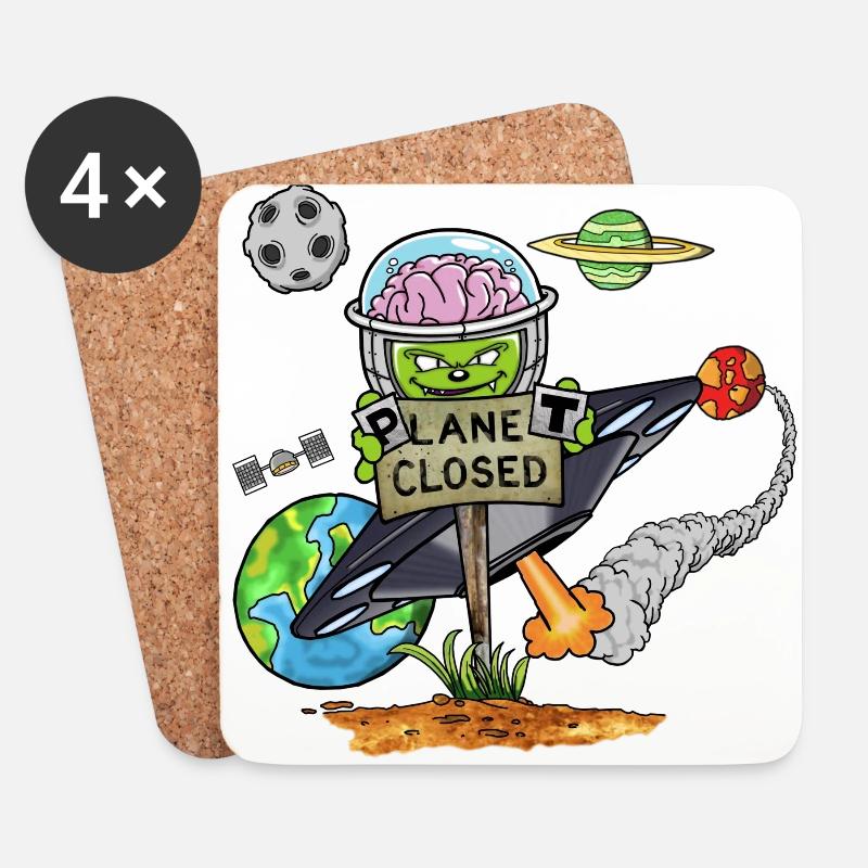 Planet Closed - Untersetzer (4er-Set) - Weiß