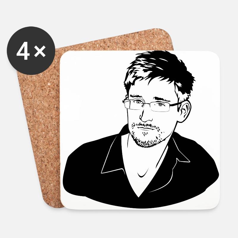 Edward Snowden - Dessous de verre (lot de 4) - blanc