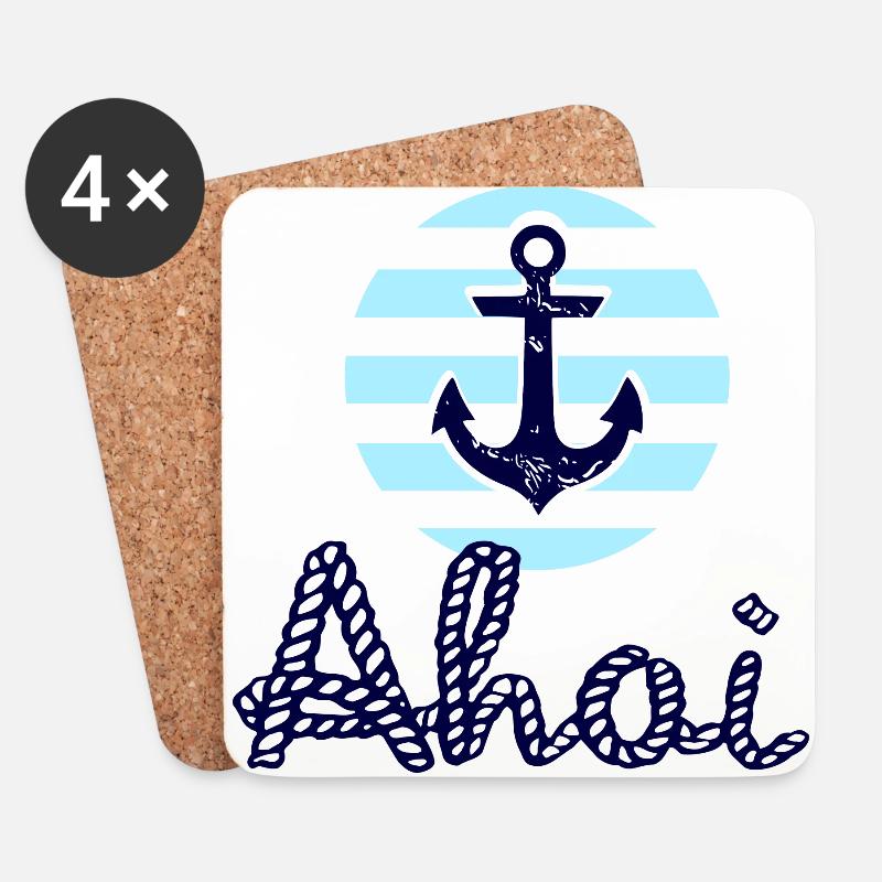 Ahoi und Anker - Untersetzer (4er-Set) - Weiß