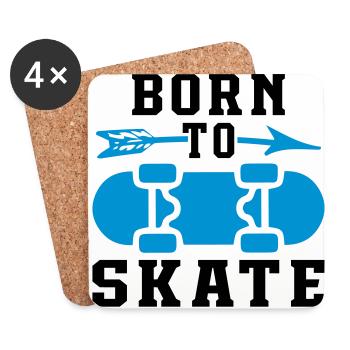 Born To Skate - Dessous de verre (lot de 4) - blanc - Devant