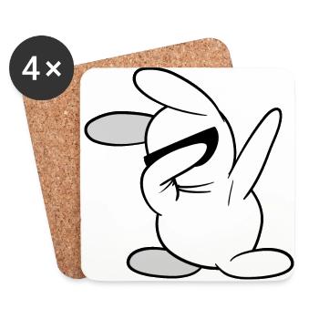 Dabbing Dab lapin lapin - Dessous de verre (lot de 4) - blanc - Devant