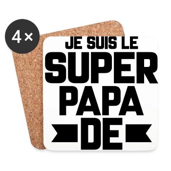 je suis le super papa de (prénom) - Dessous de verre (lot de 4) - blanc - Devant