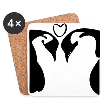 penguin_couple - Dessous de verre (lot de 4) - blanc - Devant