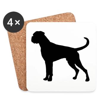 Boxer Hund Deutscher Boxer Silhouette Haustier - Untersetzer (4er-Set) - Weiß - Vorne