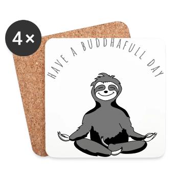 yoga méditation paresse spirituelle chill bouddha - Dessous de verre (lot de 4) - blanc - Devant