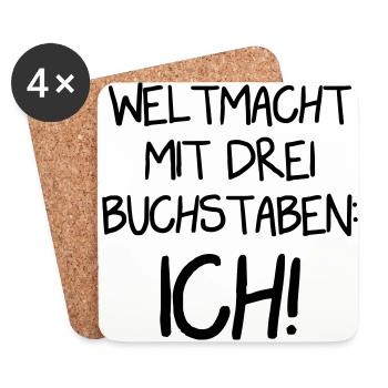 Weltmacht: ICH - Untersetzer (4er-Set) - Weiß - Vorne
