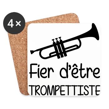 Trompete / Trompeter / Musik / Trumpet / Jazz - Untersetzer (4er-Set) - Weiß - Vorne