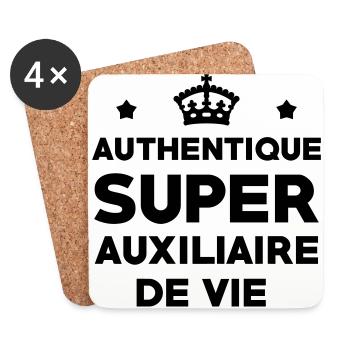 AVS / Auxiliaire de Vie / Médecine / Social - Dessous de verre (lot de 4) - blanc - Devant