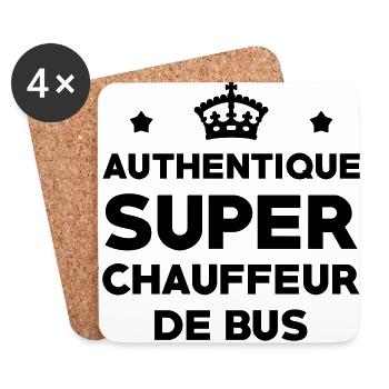 Bus / Conducteur / Chauffeur / Machiniste / Car - Dessous de verre (lot de 4) - blanc - Devant
