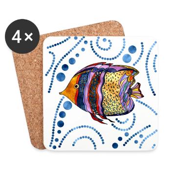 Colorful fish - Coasters (set of 4) - white - Front