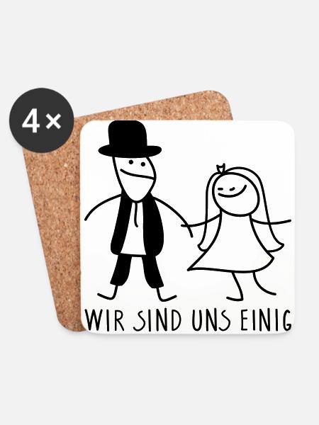 Brautpaar - Untersetzer (4er-Set) - Weiß