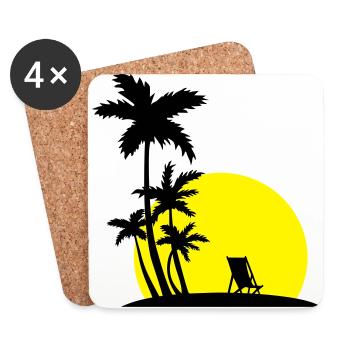 Paradise - Palm trees and sunset - Coasters (set of 4) - white - Front
