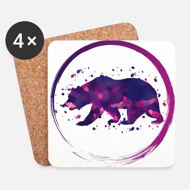 Pinker Bär - Untersetzer (4er-Set) - Weiß
