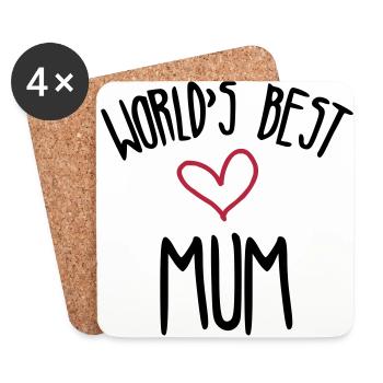 Maman / Fête des Mère / Enfant / Mere / Bébé - Dessous de verre (lot de 4) - blanc - Devant