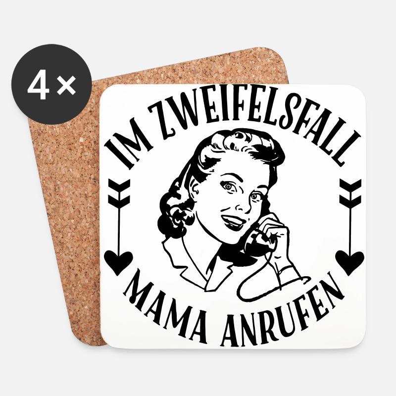 Im Zweifelsfall Mama anrufen - Untersetzer (4er-Set) - Weiß