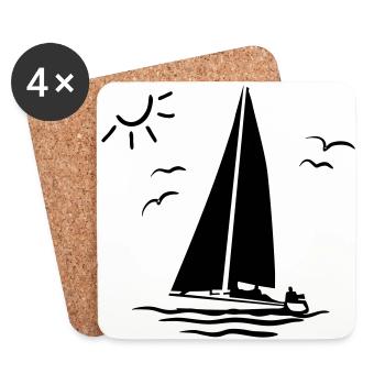Segeln, Segelboot - Untersetzer (4er-Set) - Weiß - Vorne