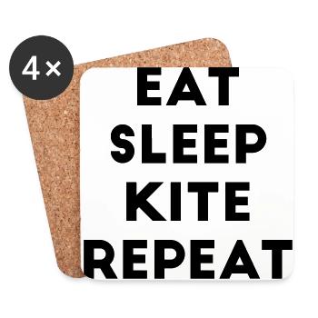 Eat sleep kite repeat saying wind surfing surfer - Coasters (set of 4) - white - Front