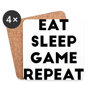 Eat Sleep Game Repeat Gamer Gaming Zocken Zocker - Untersetzer (4er-Set) - Weiß - Vorne