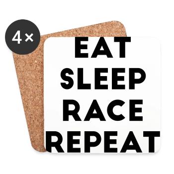 Eat Sleep Race Repeat Racing Bicycle Kart Car - Coasters (set of 4) - white - Front