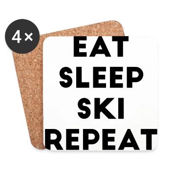 Eat sleep ski repeat Skifahren Skifahrer Spruch - Untersetzer (4er-Set) - Weiß - Vorne