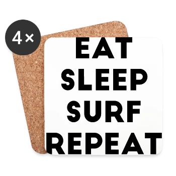 Eat Sleep Surf Repeat Surfen Surfer Text Geschenk - Untersetzer (4er-Set) - Weiß - Vorne