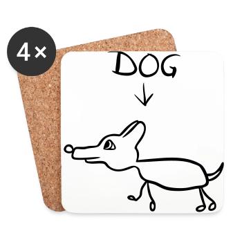 Funny Dog Drawing - Dessous de verre (lot de 4) - blanc - Devant