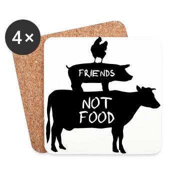 Vegan, Veganer - Freunde, kein Essen - Untersetzer (4er-Set) - Weiß - Vorne
