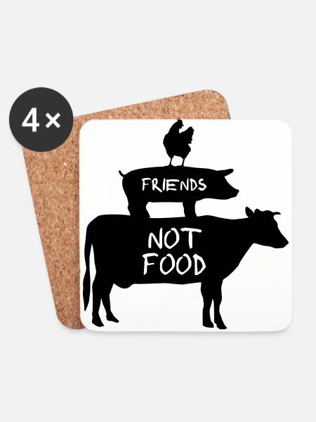 Vegan, Veganer - Freunde, kein Essen - Untersetzer (4er-Set) - Weiß