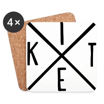 KITEhipsterkreuzw - Untersetzer (4er-Set) - Weiß - Vorne