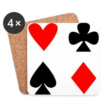Jeu de cartes Poker Heart Spades Diamond Spades - Dessous de verre (lot de 4) - blanc - Devant