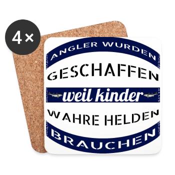 Angler wurden geschaffen weil Kinder wahre Helden - Untersetzer (4er-Set) - Weiß - Vorne