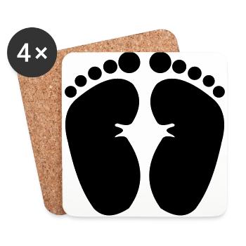 T-shirt imprimé pieds de bébé pour grossesse - Dessous de verre (lot de 4) - blanc - Devant