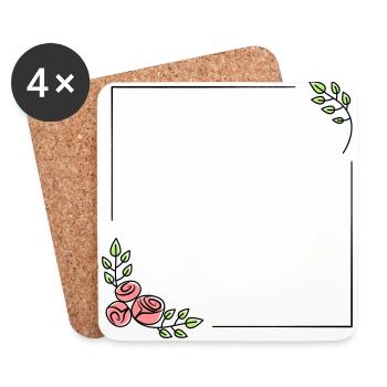 Design your own floral frame - Coasters (set of 4) - white - Front