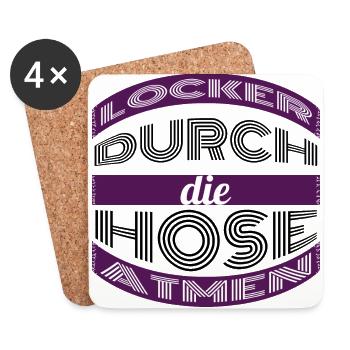 Locker durch die Hose atmen - Untersetzer (4er-Set) - Weiß - Vorne