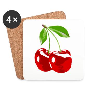 Récolte de fruits cerises cerises - Dessous de verre (lot de 4) - blanc - Devant
