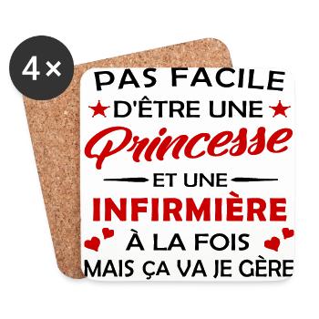 Princesse et Infirmière - Dessous de verre (lot de 4) - blanc - Devant
