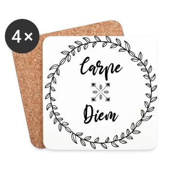 Carpe Diem, tagsüber leben, Hippie, Zen - Untersetzer (4er-Set) - Weiß - Vorne