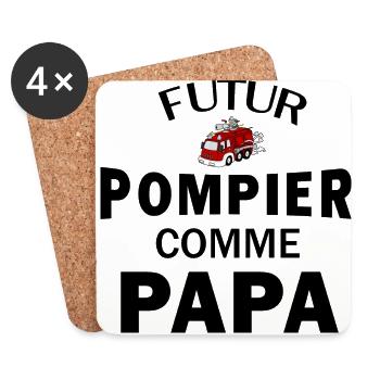Futur pompier comme papa - Dessous de verre (lot de 4) - blanc - Devant